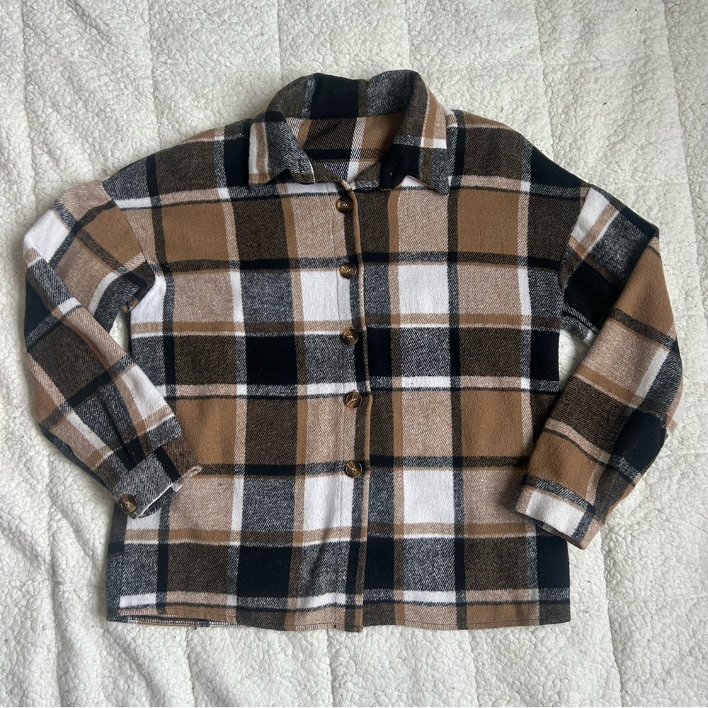 SHEIN Brown and Black Plaid Blazer Jacket